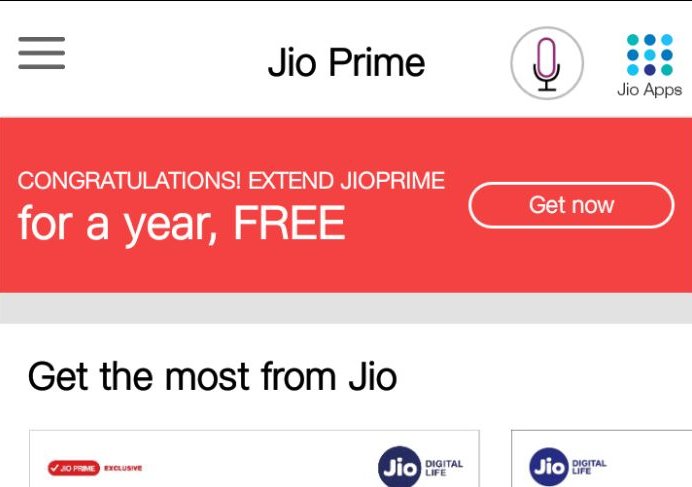 Reliance Jio Prime Membership Extended for Free